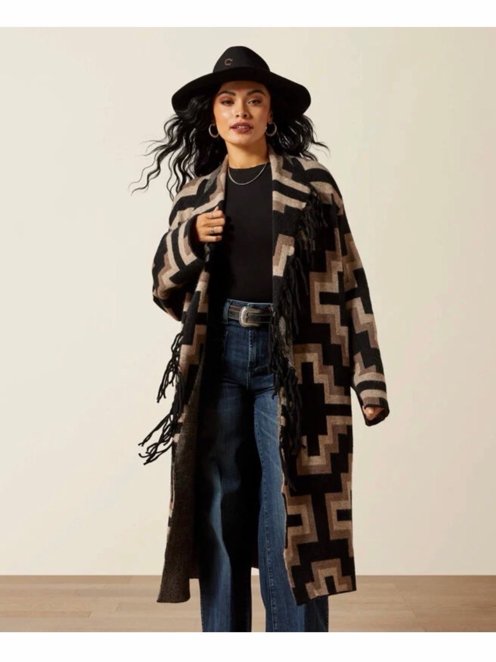 Ariat Barrel Sweater Coat- Black & Tan